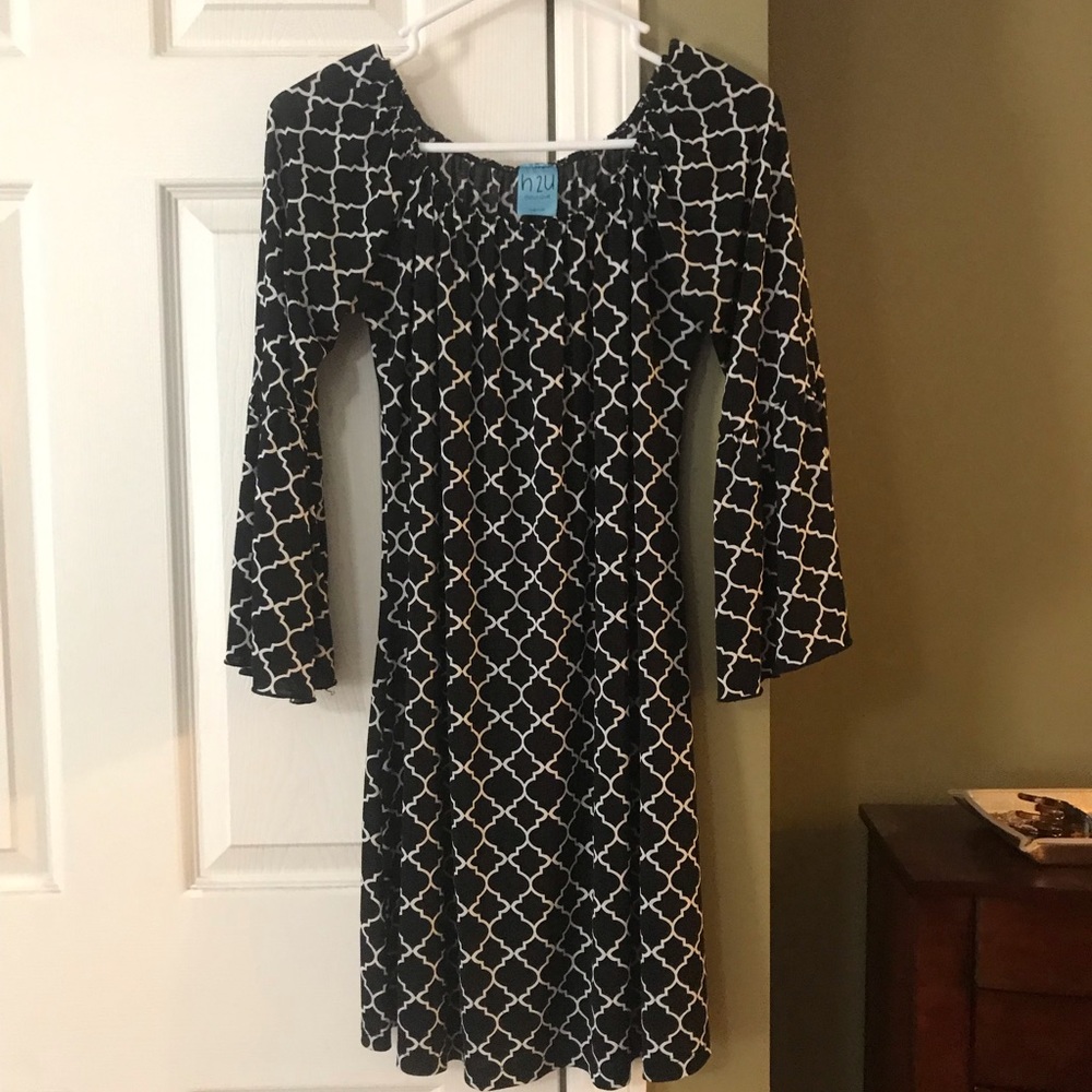 Boutique swing dress with bell sleeves